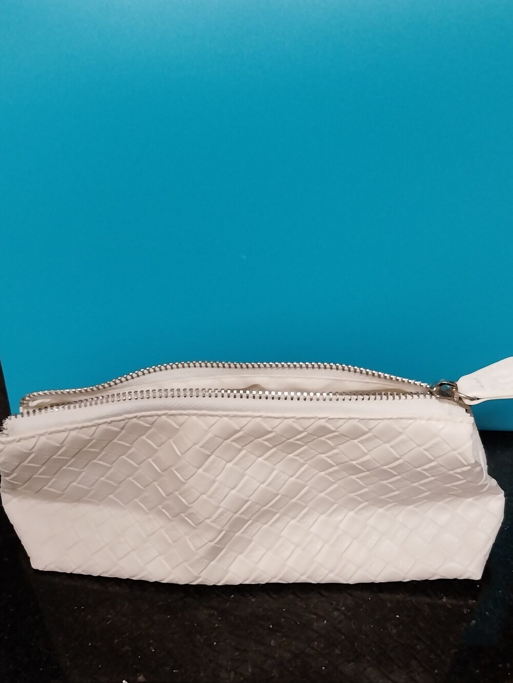 Brand New White Woven Cosmetic Pouch - Women's Travel Makeup Bag